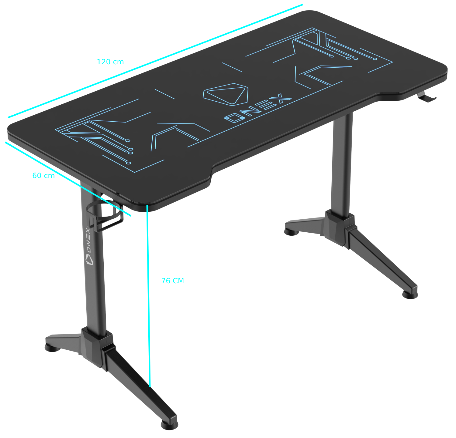 ONEX GD1200G RGB Premium Tempered Glass Gaming Office Desk