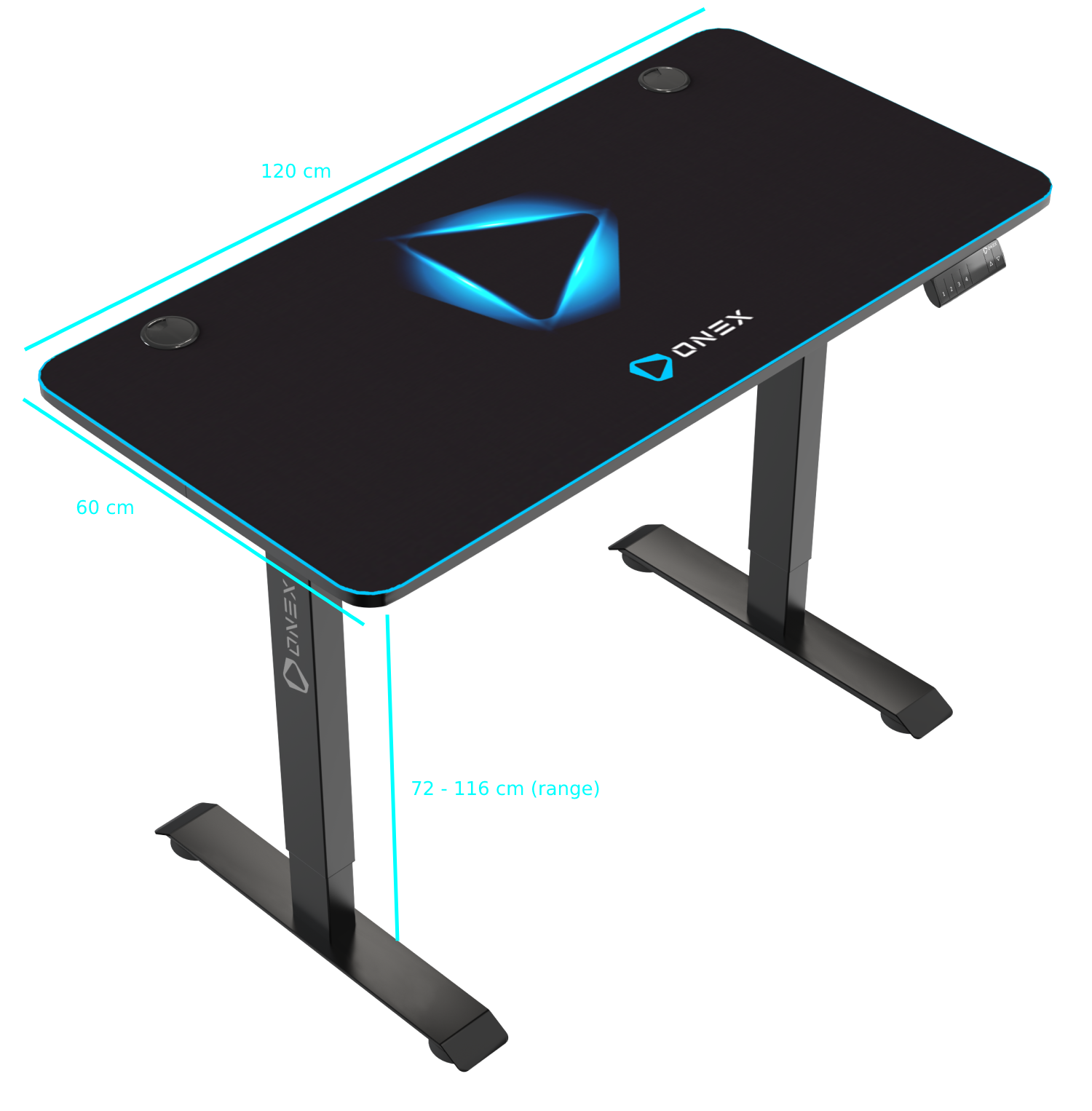 ONEX GDE1200SH Electric Height Adjustable Gaming Office Desk with full coverage mousepad