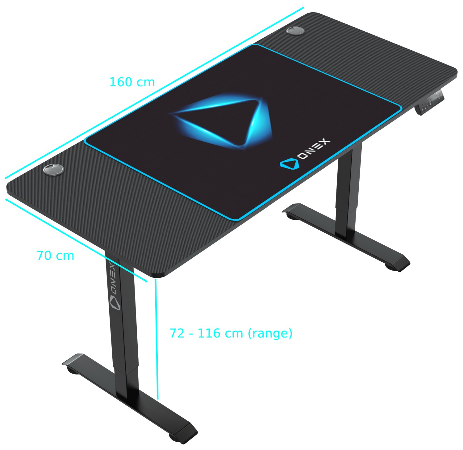 ONEX GDE1600DH Electric Height Adjustable Gaming Office Desk with Dual Motor